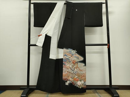 平和屋着物■豪華黒留袖 作家物 御所車飛鶴枝花文 暈し染め 金銀彩 正絹 逸品 CABG2013ze