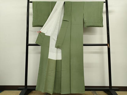 平和屋着物■上質な色無地　麹塵色　正絹　逸品　CABG2014ze