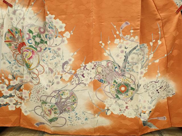 平和屋着物□豪華振袖 駒刺繍 鼓飛鶴枝花文 暈し染め