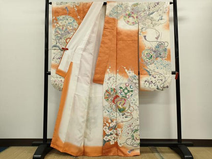 平和屋着物■豪華振袖 駒刺繍 鼓飛鶴枝花文 暈し染め 正絹 逸品 CABG2016ze