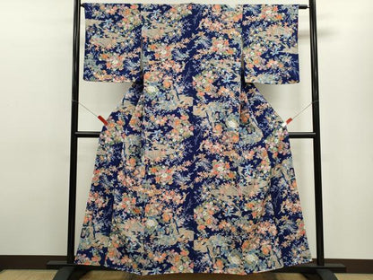平和屋着物■上質な小紋 風景花鳥文 正絹 逸品 未使用 CABG2028ze