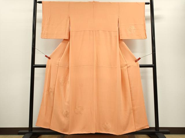 平和屋着物■無地絵羽訪問着 総刺繍 舞花文 赤香色 正絹 逸品 CABG2031ze