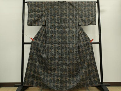 平和屋着物■上質な紬 菱花文 正絹 逸品 CABG2037ze
