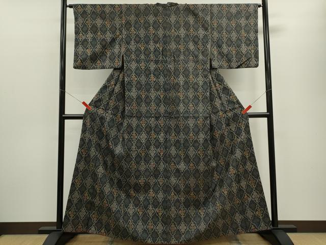 平和屋着物■上質な紬 菱花文 正絹 逸品 CABG2037ze