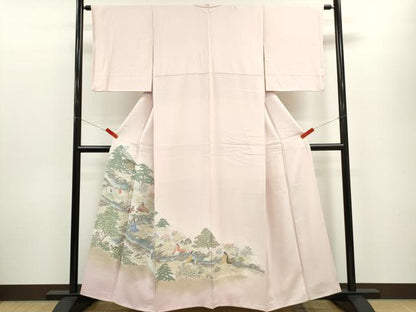 平和屋着物■色留訪問着 寿光織 曲水の宴 暈し染め 金糸 正絹 逸品 CABG2038ze
