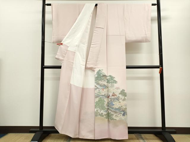 平和屋着物■色留訪問着 寿光織 曲水の宴 暈し染め 金糸 正絹 逸品 CABG2038ze