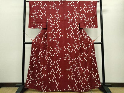 平和屋着物■上質な小紋 絞り 幾何学模様 正絹 逸品 未使用 CABG2047ze