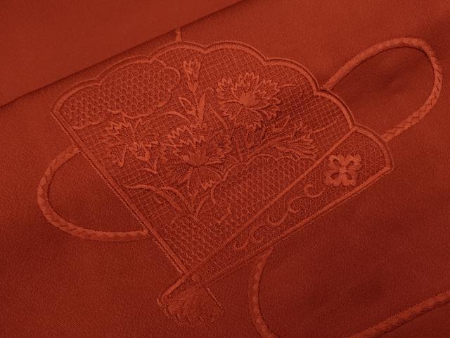 平和屋着物■中国三大刺繍 スワトウ刺繍 色留訪問着 総刺繍 色無地 檜扇草花文 栗梅色 正絹 逸品 CABG2048ze