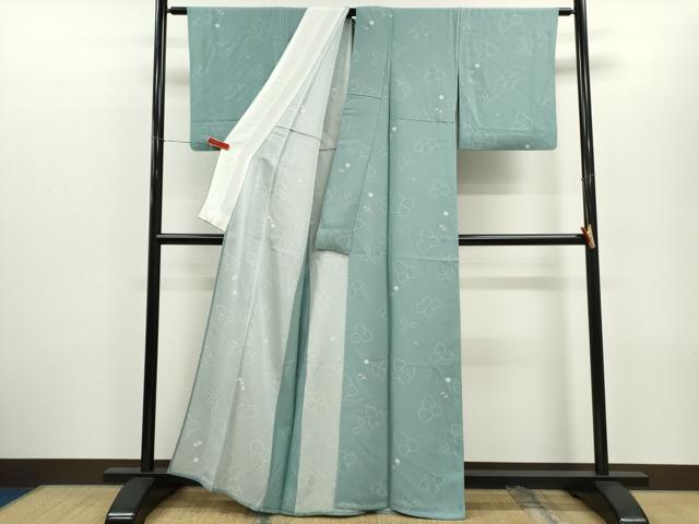 平和屋着物▽上質な小紋　単衣　舞花文　正絹　逸品　CABG2067ze