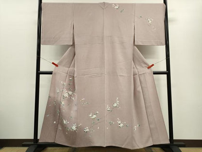 平和屋着物▽訪問着　単衣　友禅　枝花文　たたき染め　さが美扱い　正絹　逸品　CABG2073ze