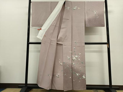 平和屋着物▽訪問着　単衣　友禅　枝花文　たたき染め　さが美扱い　正絹　逸品　CABG2073ze