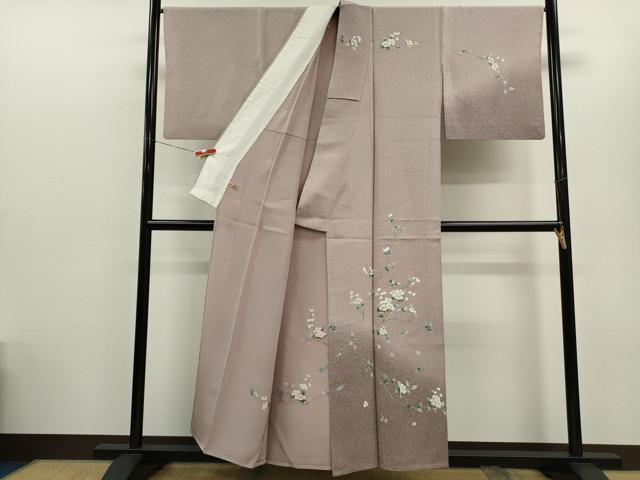 平和屋着物▽訪問着　単衣　友禅　枝花文　たたき染め　さが美扱い　正絹　逸品　CABG2073ze