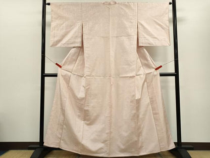 平和屋着物▽上質な紬　単衣　作家物　縞　吉祥地紋　正絹　逸品　CABG2074ze