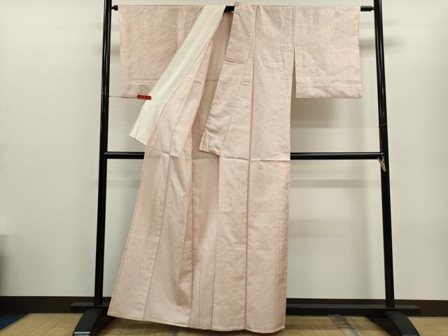 平和屋着物▽上質な紬　単衣　作家物　縞　吉祥地紋　正絹　逸品　CABG2074ze
