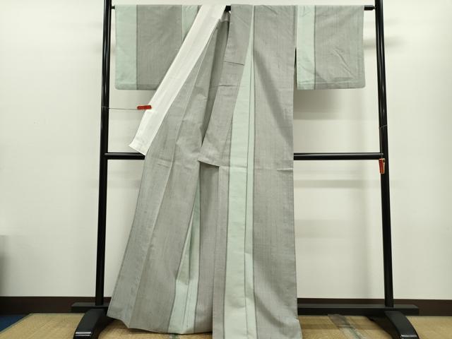 平和屋着物▽上質な紬　単衣　間道　正絹　逸品　CABG2078ze