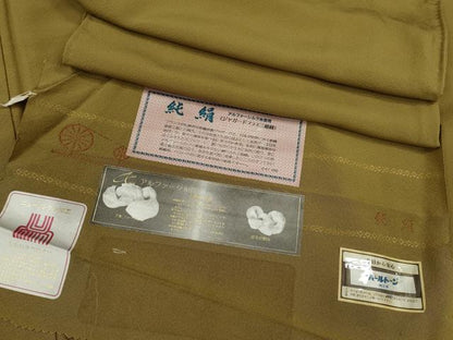 平和屋着物●上質な色無地　桑染色　反端付き　正絹　逸品　CABG2095ze