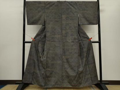 平和屋着物●本場真綿彩結城紬　エ霞草花文　証紙付き　正絹　逸品　CABG2096ze