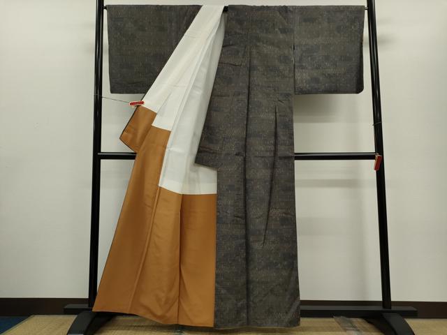 平和屋着物●本場真綿彩結城紬　エ霞草花文　証紙付き　正絹　逸品　CABG2096ze