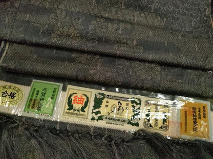 平和屋着物●本場真綿彩結城紬　エ霞草花文　証紙付き　正絹　逸品　CABG2096ze