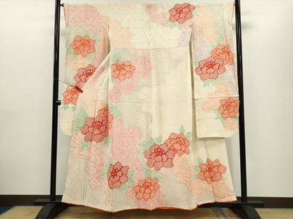 平和屋着物●豪華振袖　総絞り　道長草花文　正絹　逸品　CABG2098ze