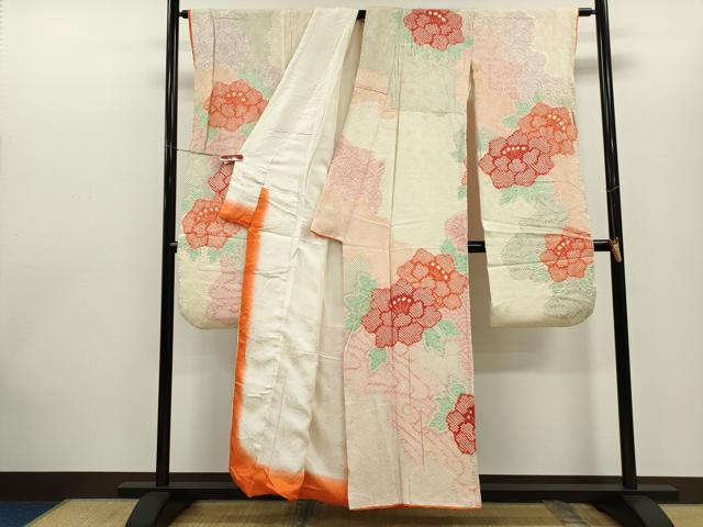 平和屋着物●豪華振袖　総絞り　道長草花文　正絹　逸品　CABG2098ze