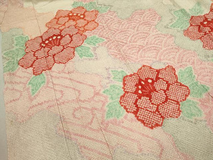 平和屋着物●豪華振袖　総絞り　道長草花文　正絹　逸品　CABG2098ze