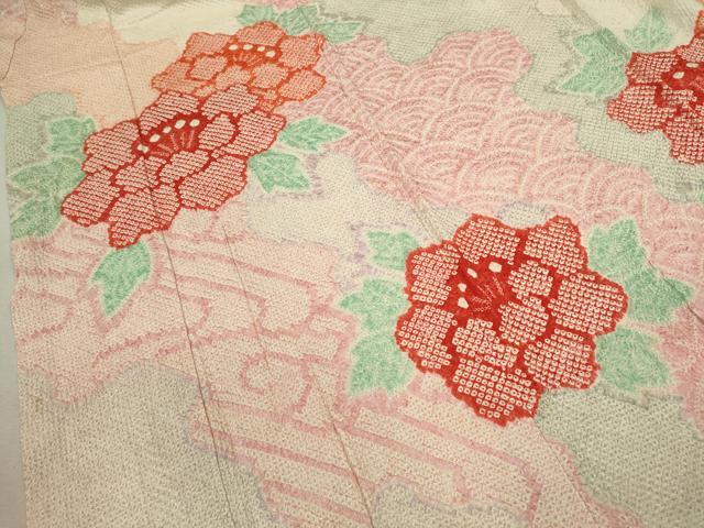 平和屋着物●豪華振袖　総絞り　道長草花文　正絹　逸品　CABG2098ze