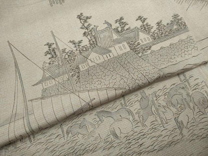 平和屋着物●本場彩大島紬　作家物　手描き　廣重画　東海道五十三次　さが美扱い　証紙付き　藤絹織物謹製　正絹　逸品　未使用CABG2099ze