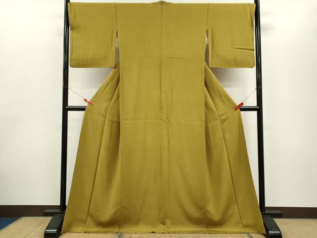 平和屋着物●上質な色無地　芥子色　反端付き　正絹　逸品　CABG2102ze