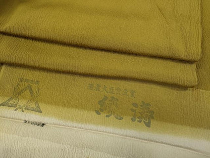 平和屋着物●上質な色無地　芥子色　反端付き　正絹　逸品　CABG2102ze