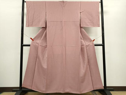 平和屋着物●上質な色無地　紋意匠　石竹色　正絹　逸品　未使用　CABG2112ze