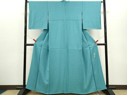 平和屋着物●本草木染作家　瑞寶　色無地　紋意匠　縹色　正絹　逸品　CABG2113ze