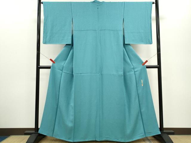 平和屋着物●本草木染作家　瑞寶　色無地　紋意匠　縹色　正絹　逸品　CABG2113ze