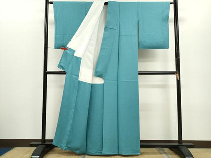 平和屋着物●本草木染作家　瑞寶　色無地　紋意匠　縹色　正絹　逸品　CABG2113ze