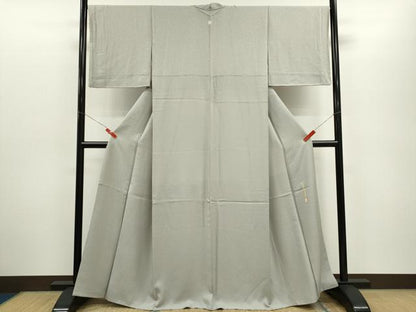 平和屋着物●本草木染作家　瑞寶　色無地　吉祥地紋　白鼠色　正絹　逸品　CABG2115ze