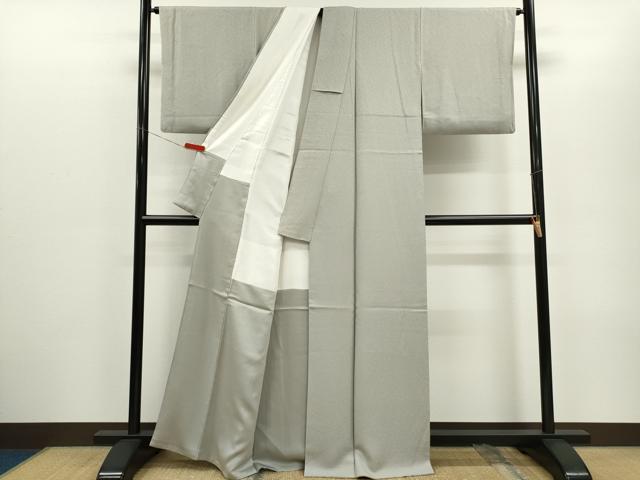 平和屋着物●本草木染作家　瑞寶　色無地　吉祥地紋　白鼠色　正絹　逸品　CABG2115ze
