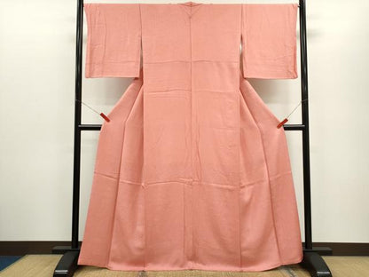 平和屋着物●上質な色無地　草花地紋　薄紅色　正絹　逸品　CABG2116ze
