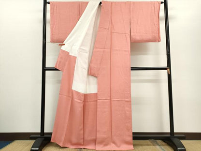 平和屋着物●上質な色無地　草花地紋　薄紅色　正絹　逸品　CABG2116ze