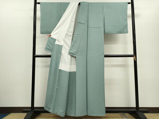 平和屋着物●京加賀友禅　百貫達雄監修　色無地　草花地紋　水浅葱色　正絹　逸品　CABG2117ze