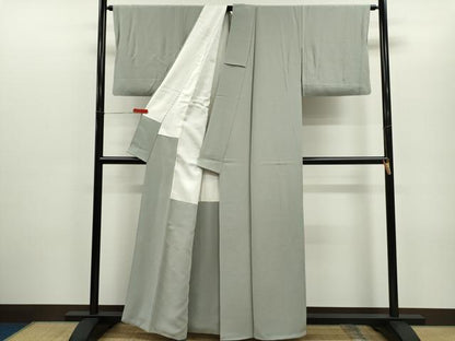 平和屋着物●上質な色無地　湊鼠色　正絹　逸品　CABG2118ze
