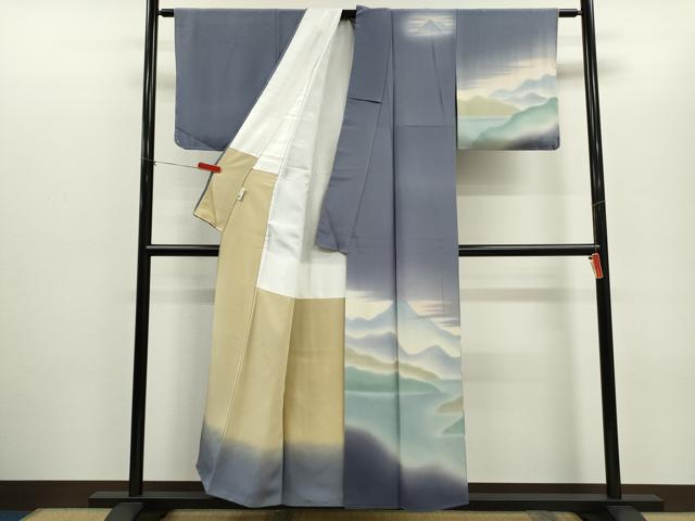 平和屋着物●訪問着　作家物　遠山文　暈し染め　正絹　逸品　CABG2121ze