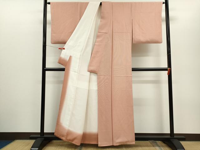 平和屋着物●江戸小紋　万筋　銀朱色×白練色　正絹　逸品　CABG2123ze