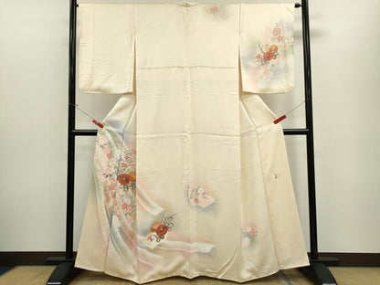 平和屋着物●世界的ファッションデザイナー　山本寛斎　kansaiブランド　訪問着　地紙葛帯草花文　暈し染め　金彩　正絹　逸品　CABG2124ze