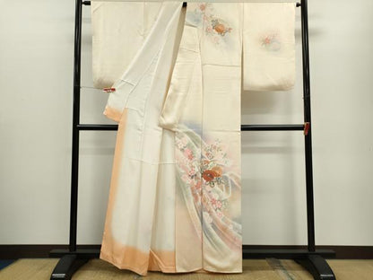 平和屋着物●世界的ファッションデザイナー　山本寛斎　kansaiブランド　訪問着　地紙葛帯草花文　暈し染め　金彩　正絹　逸品　CABG2124ze