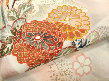 平和屋着物●世界的ファッションデザイナー　山本寛斎　kansaiブランド　訪問着　地紙葛帯草花文　暈し染め　金彩　正絹　逸品　CABG2124ze