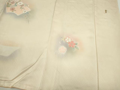 平和屋着物●世界的ファッションデザイナー　山本寛斎　kansaiブランド　訪問着　地紙葛帯草花文　暈し染め　金彩　正絹　逸品　CABG2124ze