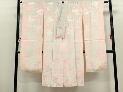 平和屋着物●振袖用長襦袢　袷　草花地紋　暈し染め　正絹　逸品　CABG2127ze