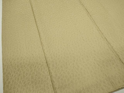 平和屋着物●上質な色無地　紋意匠　白橡色　反端付き　正絹　逸品　CABG2128ze