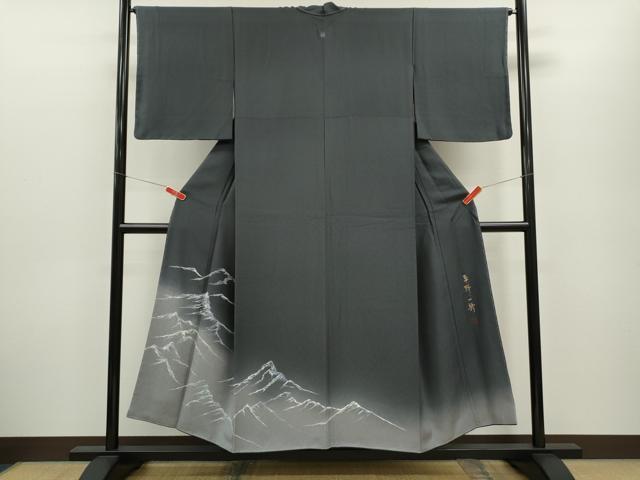 平和屋着物●染色作家　草野一騎　色留袖　手描き　遠山文　暈し染め　銀彩　健勝苑扱い　正絹　逸品　未使用　CABG2134ze