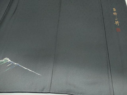 平和屋着物●染色作家　草野一騎　色留袖　手描き　遠山文　暈し染め　銀彩　健勝苑扱い　正絹　逸品　未使用　CABG2134ze